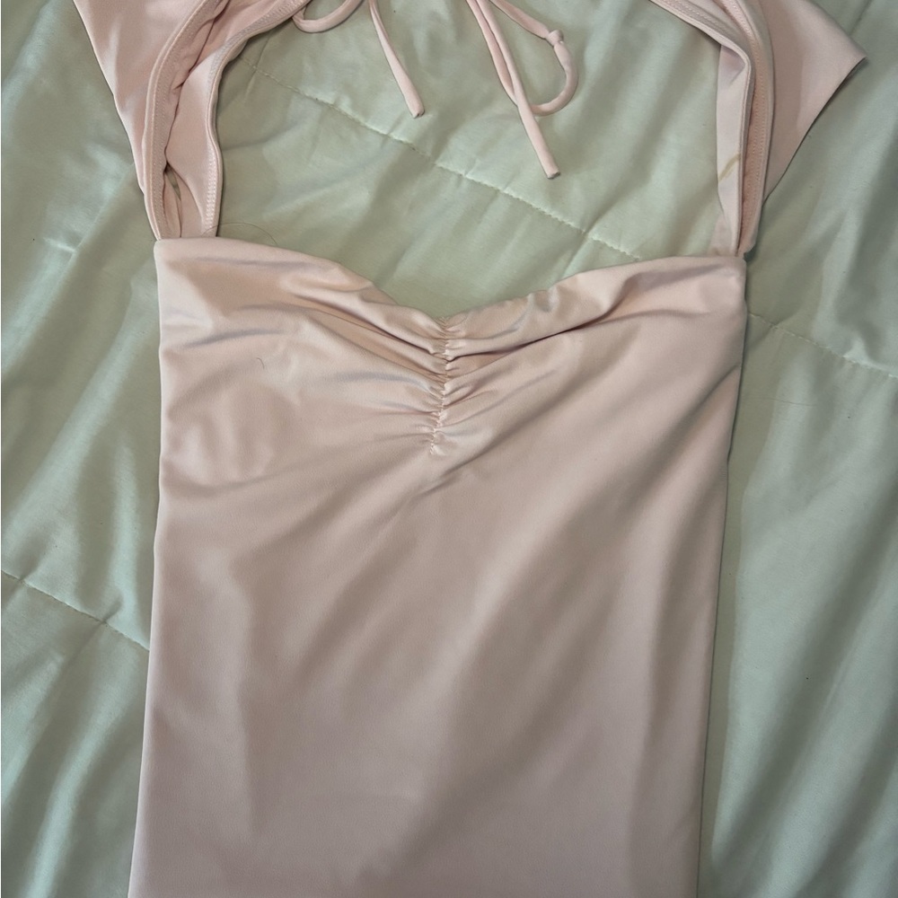 Garage Light Pink Halter Ruched Front Bandeau Slip